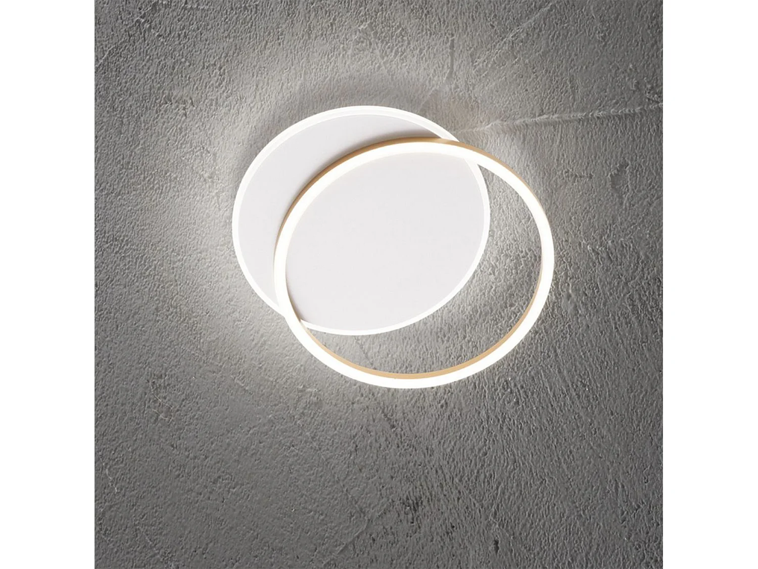 Plafoniera Moderna Orbita Metallo Bianco Oro Led 60W 3000K Dimmerabile Ip20