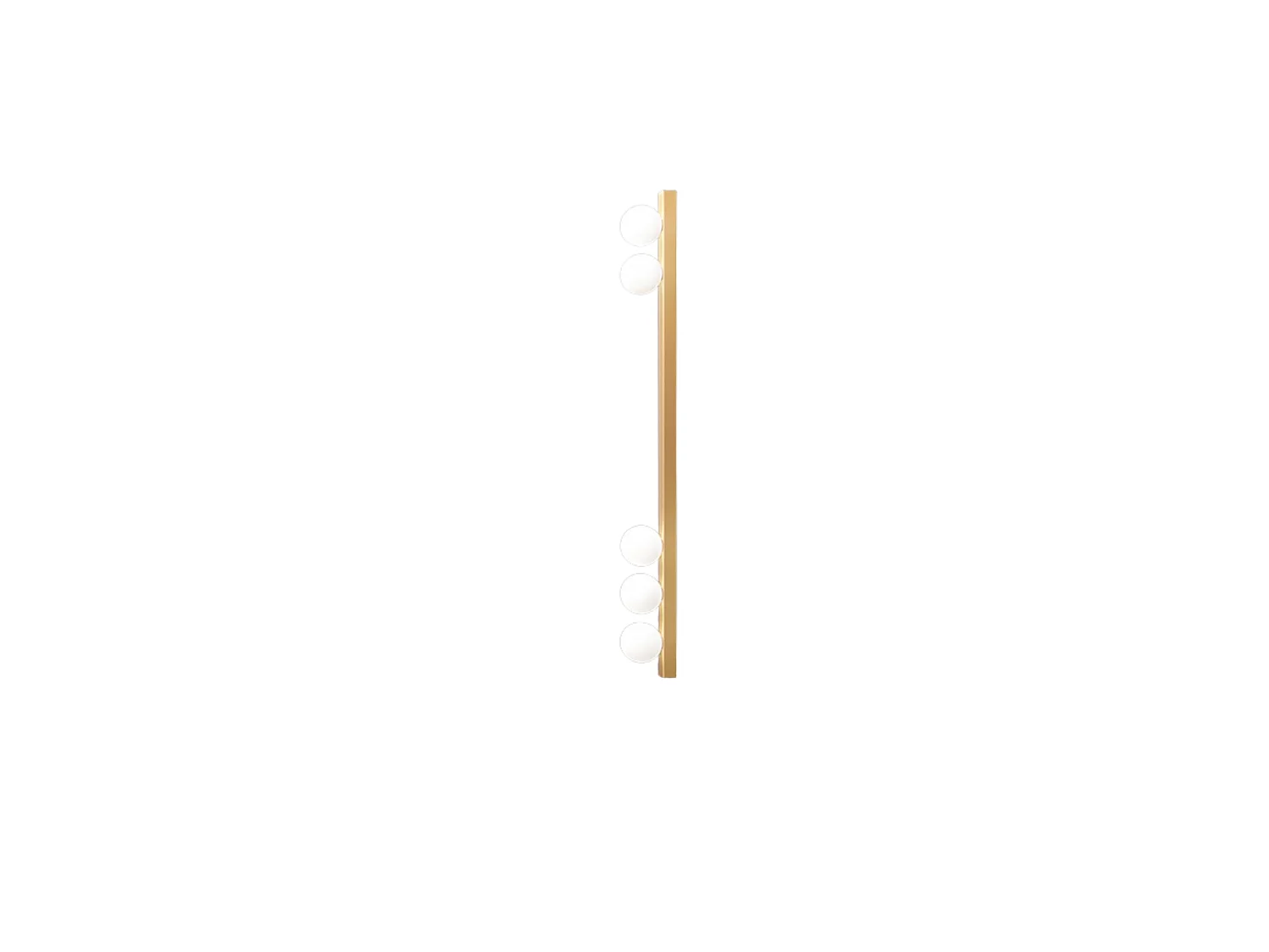 Plafondlamp 10S48482 in mat goudkleurig metaal met 5 bolvormige diffusers van wit, geëtst, geblazen glas - Modern en elegant design - Perenz