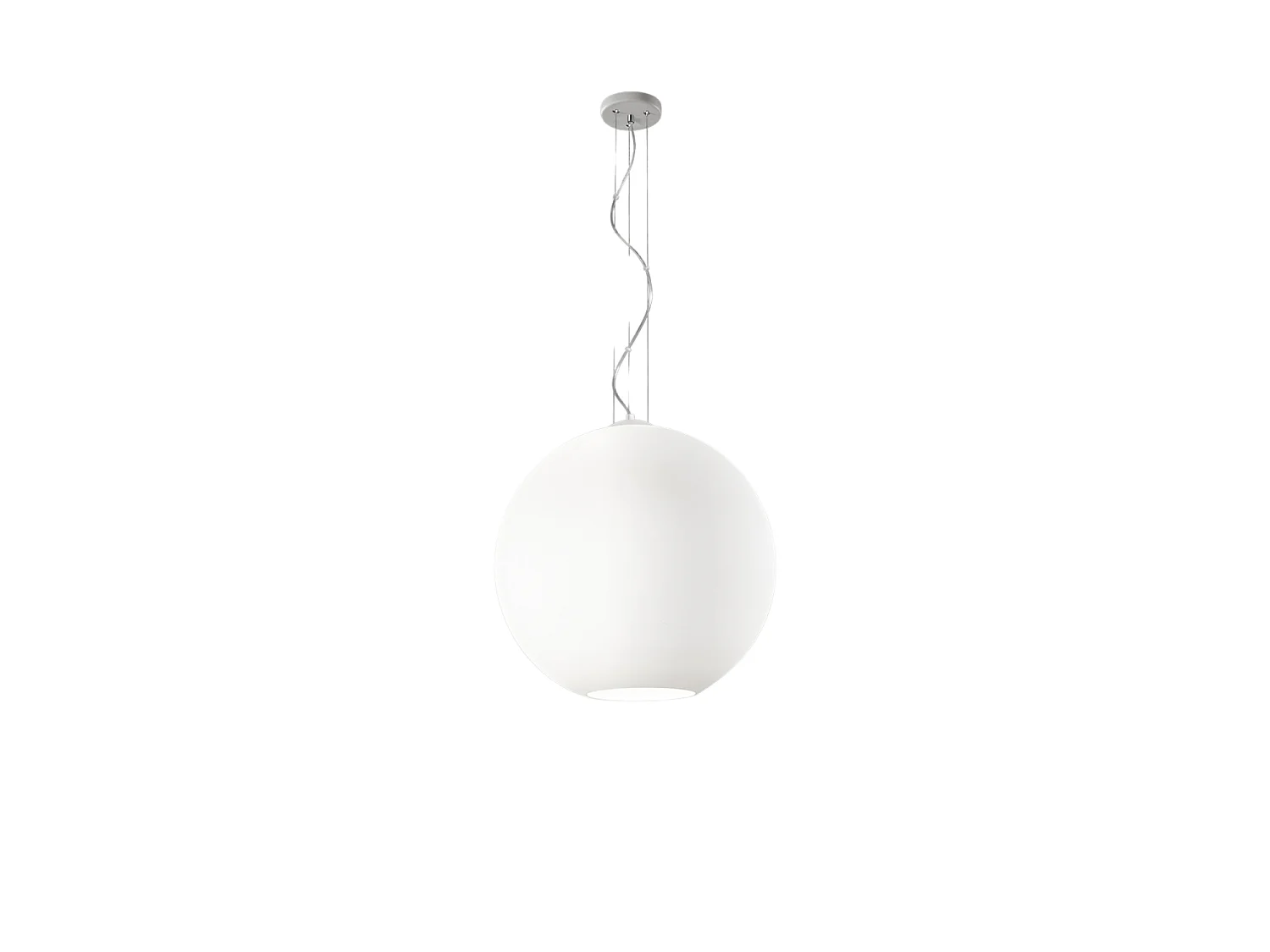 Hanglamp van satijnwit glas, metalen frame, diameter 50 cm, 3xE27 fitting, moderne en elegante stijl voor elk interieur - Perenz