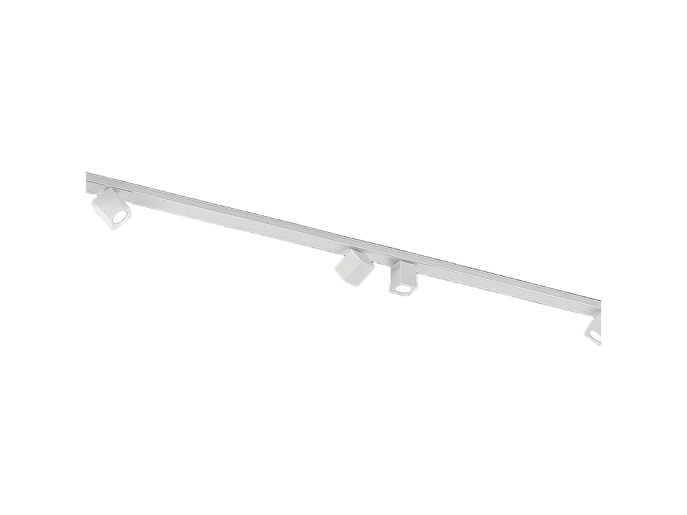 Loftlampe med 6 lyskilder i mat hvid metal, justerbar, kubisk design, aluminiumsstruktur, 200 cm, GU10 maks. 50 W - Perenz