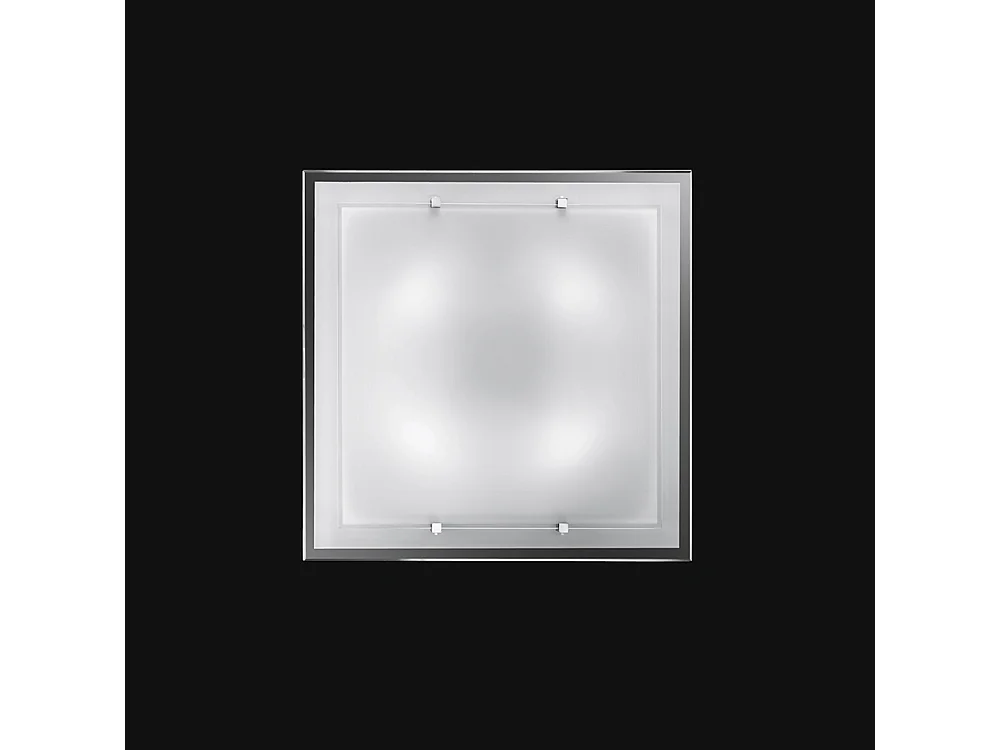 Vierkante Witte Glazen Plafondlamp 50x50 cm, Minimalistisch Design met 4xE27 Fitting voor Diffuse en Homogene Verlichting in Huis - Perenz Verlichting
