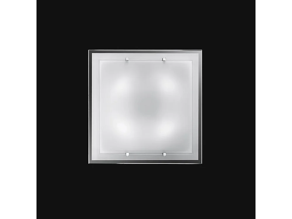 Plafonnier Carré En Verre Blanc 50X50 Cm, Design Minimaliste Avec 4Xe27 Pour Un Éclairage Diffus Et Homogène Dans La Maison - Marque Perenz
