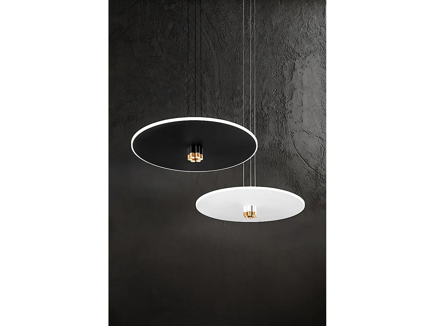 Suspension Led 50W Design Moderne Métal Blanc Mat Et Or Brossé, Diffuseur Satiné, Intensité Variable, Diamètre 70 Cm - Perenz, Luminaire Chic