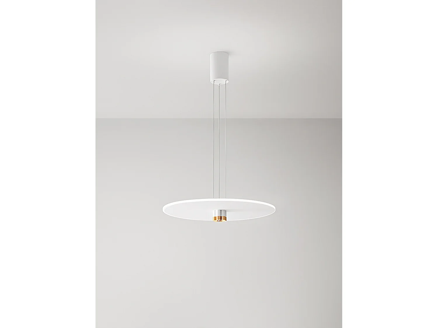 Suspension Led 50W Design Moderne Métal Blanc Mat Et Or Brossé, Diffuseur Satiné, Intensité Variable, Diamètre 70 Cm - Perenz, Luminaire Chic