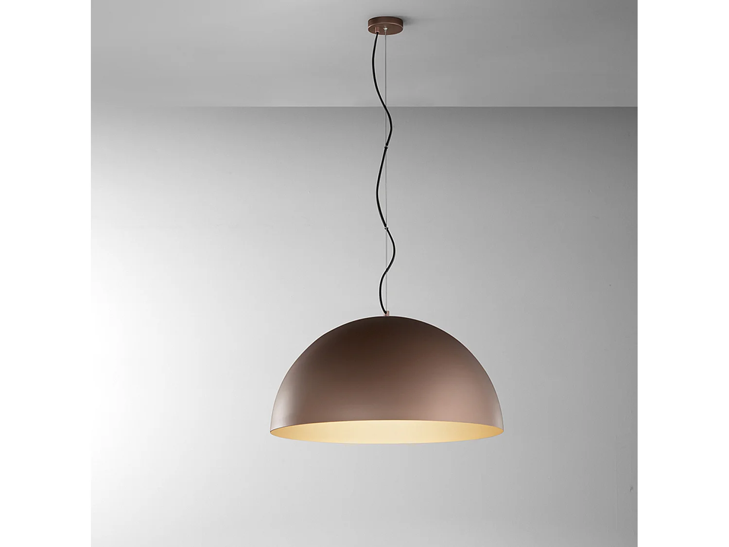 10S48560 MM Metalen hanglamp, metallic bruine en matgouden stalen structuur, diameter 50 cm, E27 fitting, 60W - Perenz