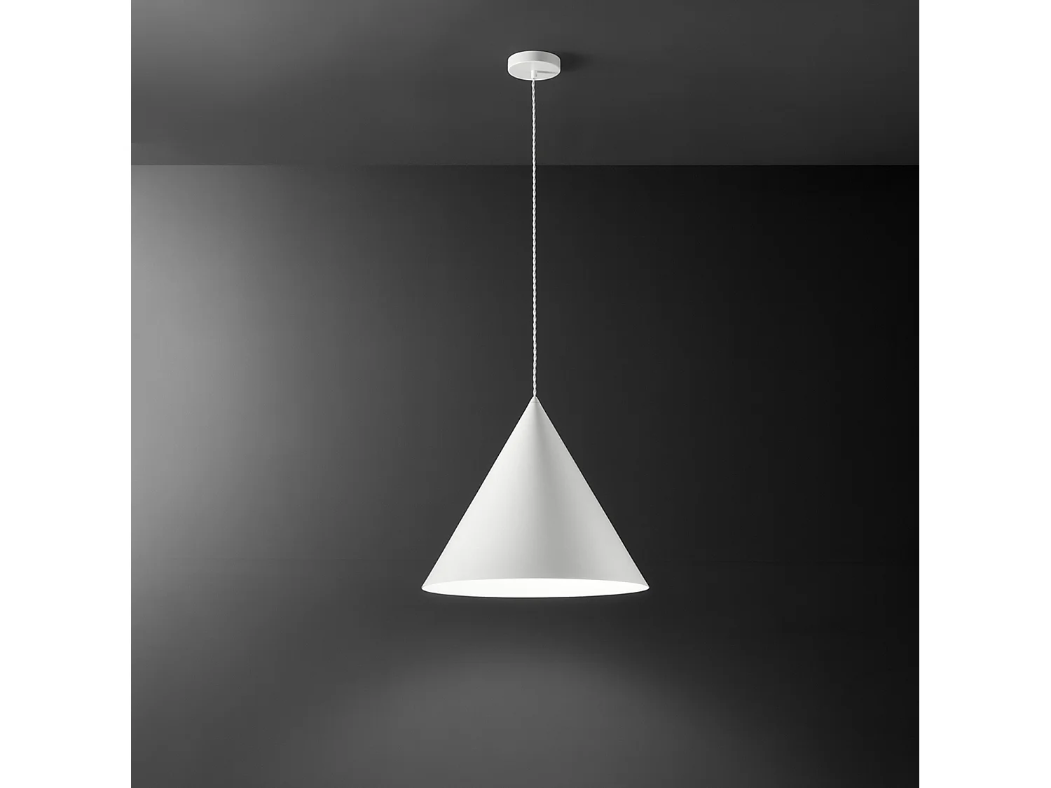 Lâmpada de Suspensão em Metal e Alumínio com Pintura Eletrostática, Série 10S48408, Cor Branco Mate, Casquilho E27, Altura Ajustável - Perenz