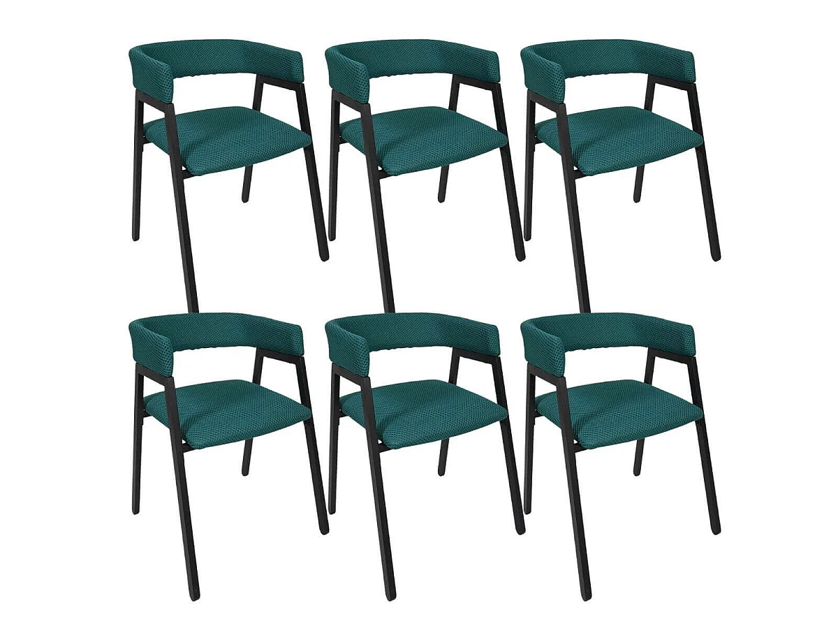 Lot de 6 fauteuils design de table en tissu texturé maille 3D bleu - ELECTRON
