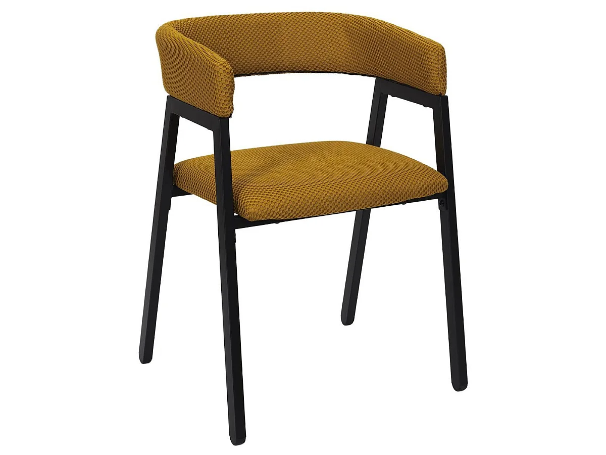 Lot de 6 fauteuils design de table en tissu texturé maille 3D jaune - ELECTRON