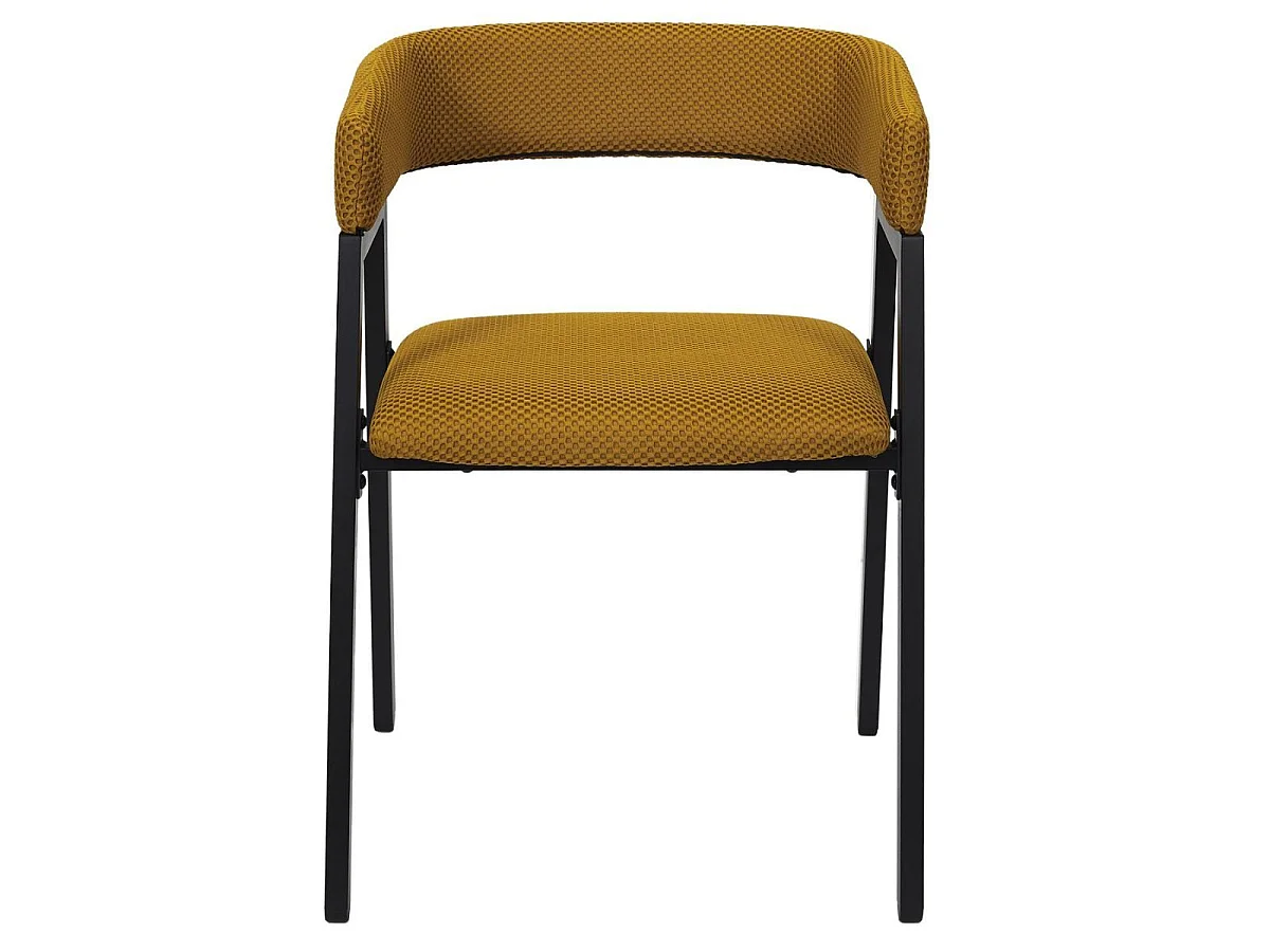 Lot de 6 fauteuils design de table en tissu texturé maille 3D jaune - ELECTRON