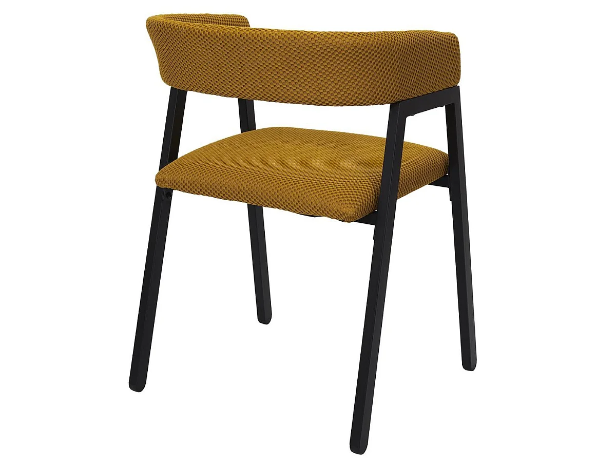 Lot de 6 fauteuils design de table en tissu texturé maille 3D jaune - ELECTRON