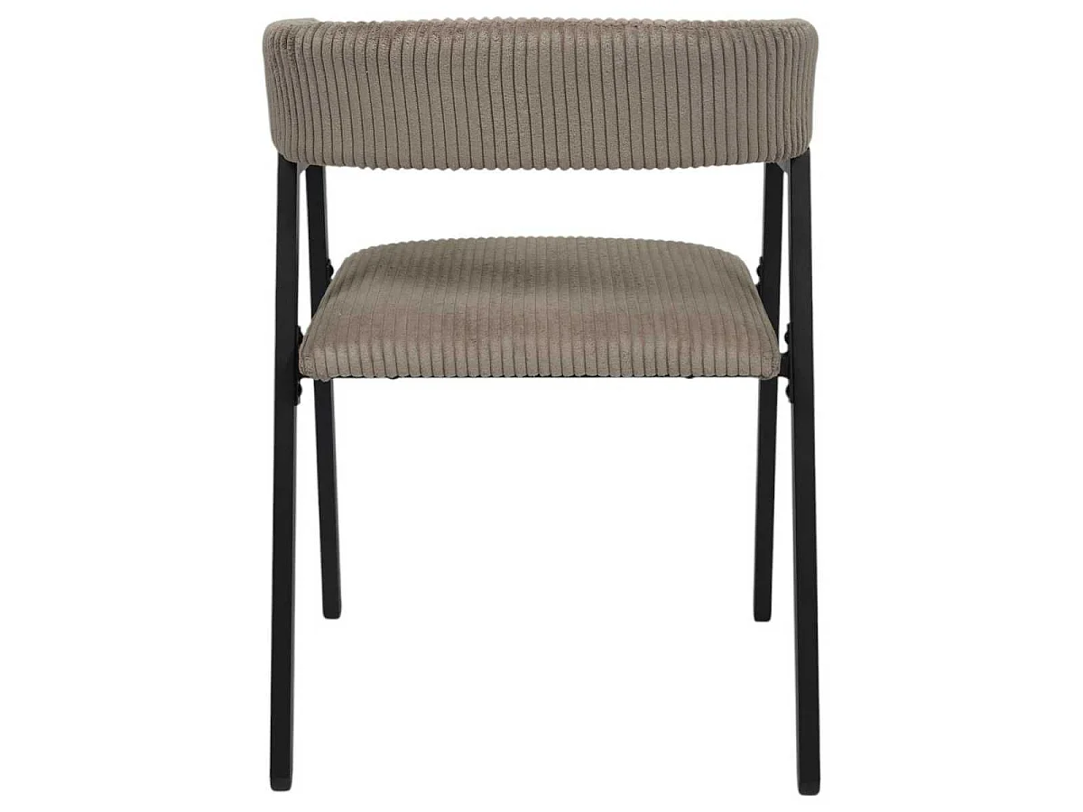 Lot de 6 fauteuils de table design en métal et velours côtelé coloris taupe - AMORY