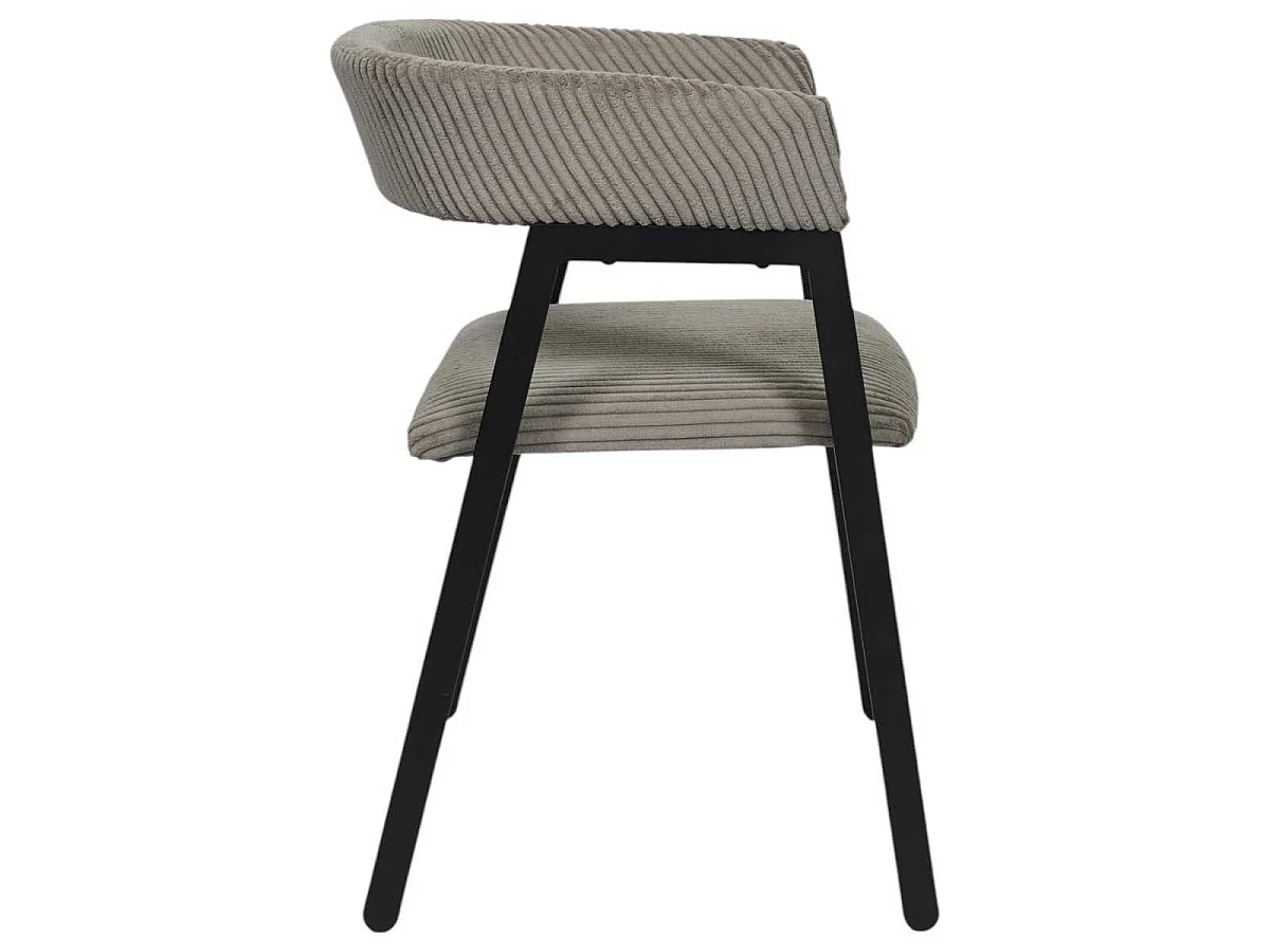 Lot de 6 fauteuils de table design en métal et velours côtelé coloris taupe - AMORY
