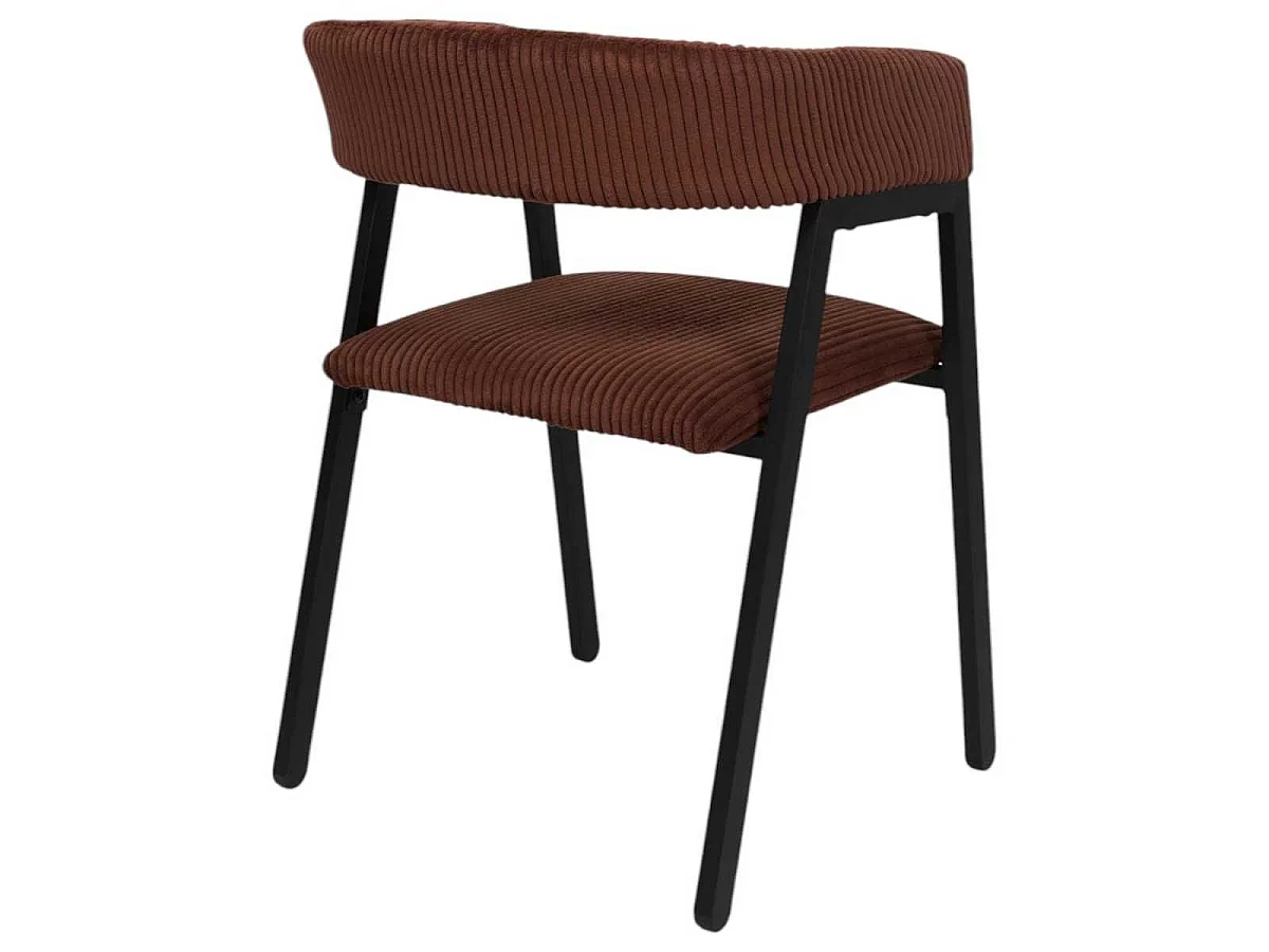 Lot de 6 fauteuils de table design en métal et velours côtelé coloris terracotta - AMORY