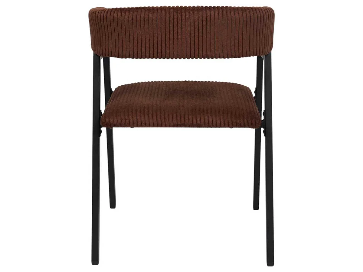 Lot de 6 fauteuils de table design en métal et velours côtelé coloris terracotta - AMORY