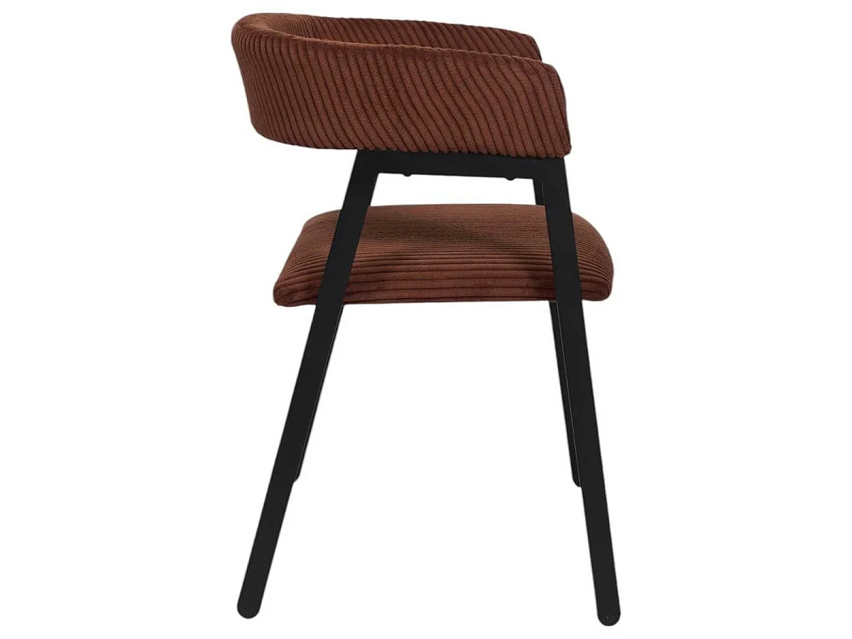 Lot de 6 fauteuils de table design en métal et velours côtelé coloris terracotta - AMORY