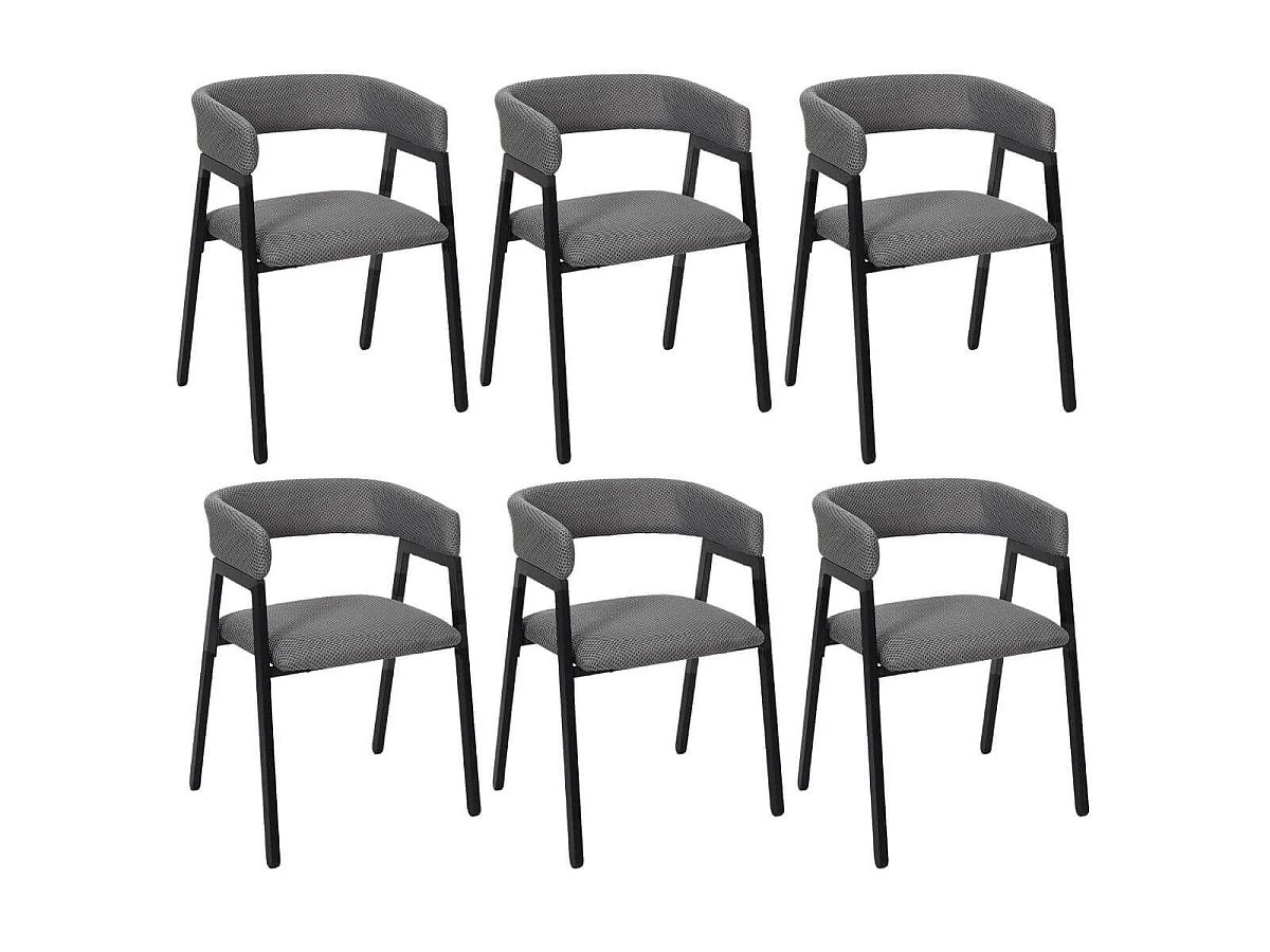 Lot de 6 fauteuils design de table en tissu texturé maille 3D gris - ELECTRON