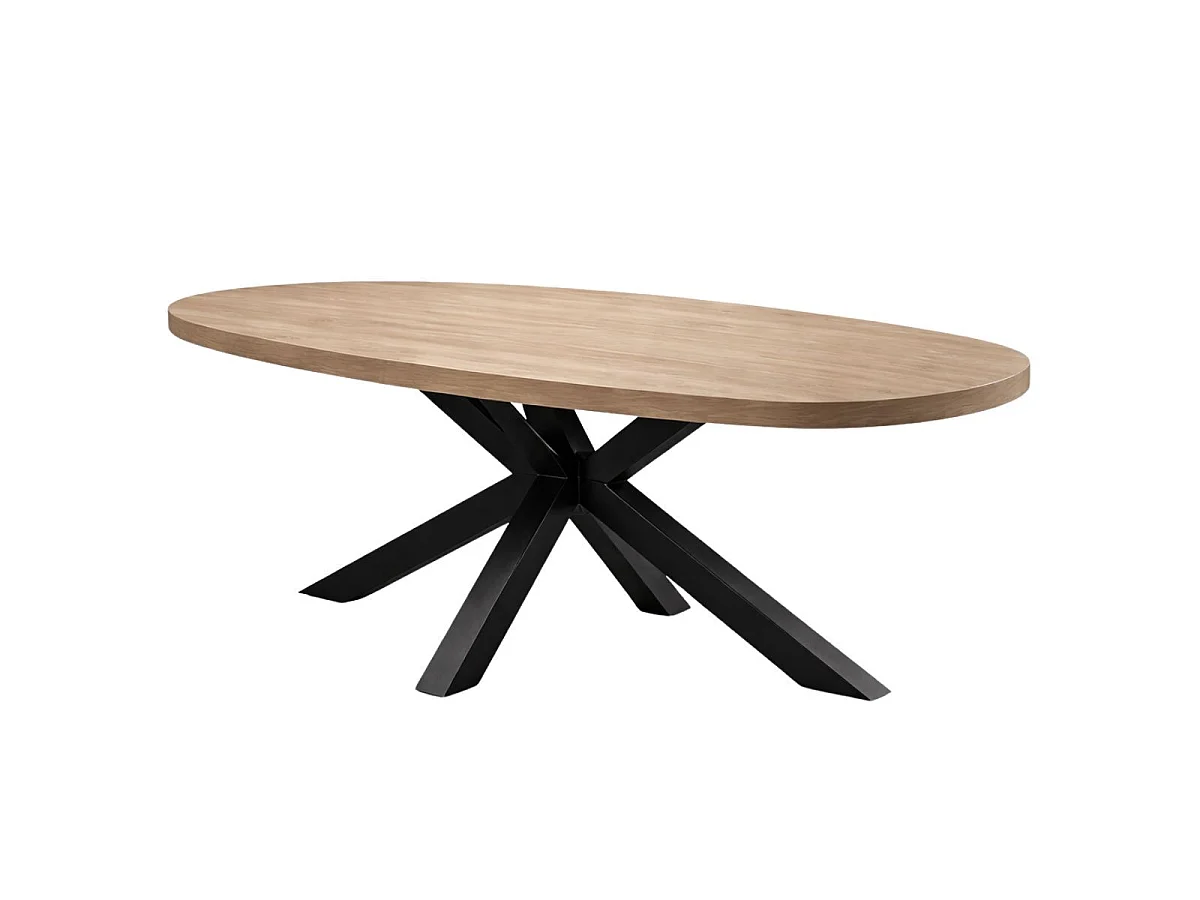 Ensemble séjour table 200cm + buffet aspect bois finition Houston Oak - VASALY
