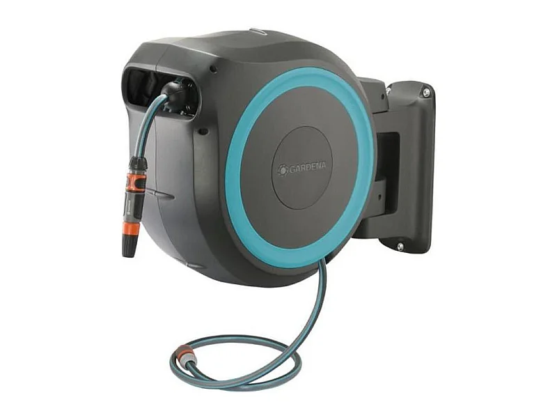 Carrete de Manguera Automático GARDENA RollUp L Montado en Pared - Longitud de 30m - Ø13mm - Kit Completo - Garantía de 5 Años