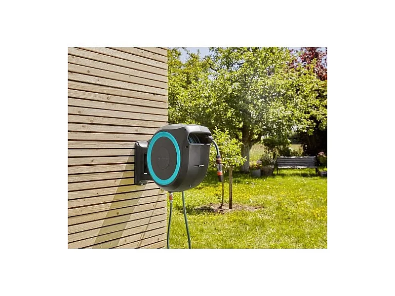 Carrete de Manguera Automático GARDENA RollUp L Montado en Pared - Longitud de 30m - Ø13mm - Kit Completo - Garantía de 5 Años