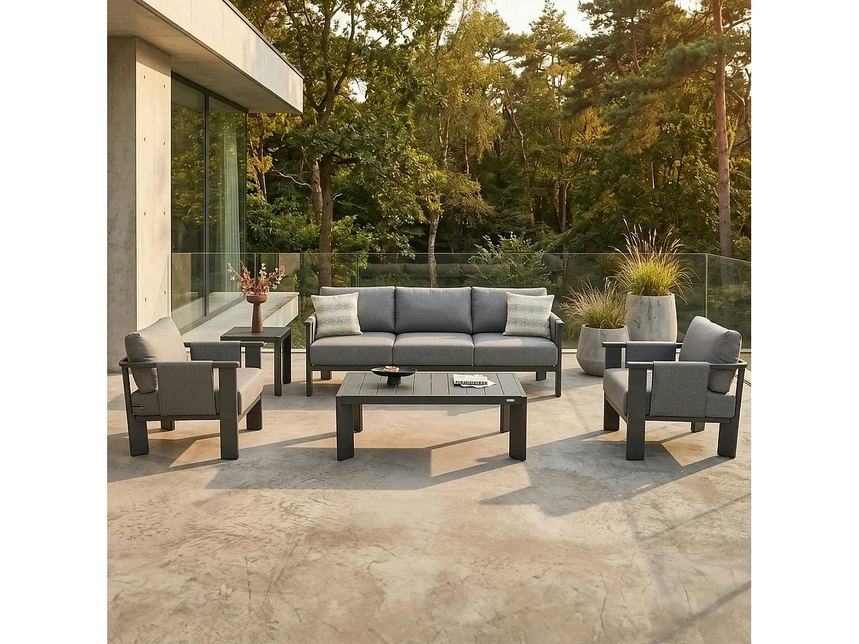 Salon de jardin 5 places complet en aluminium LIGO