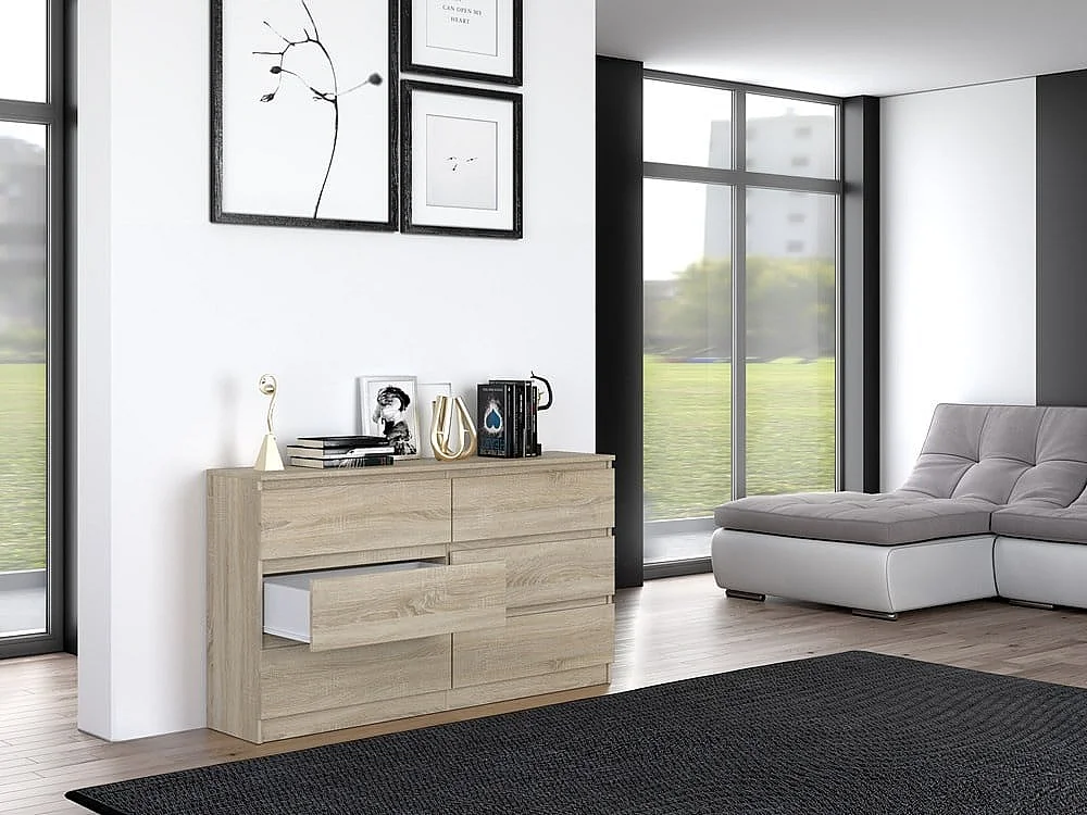 Ladekast  140 cm 6 lades licht eiken licht eiken
