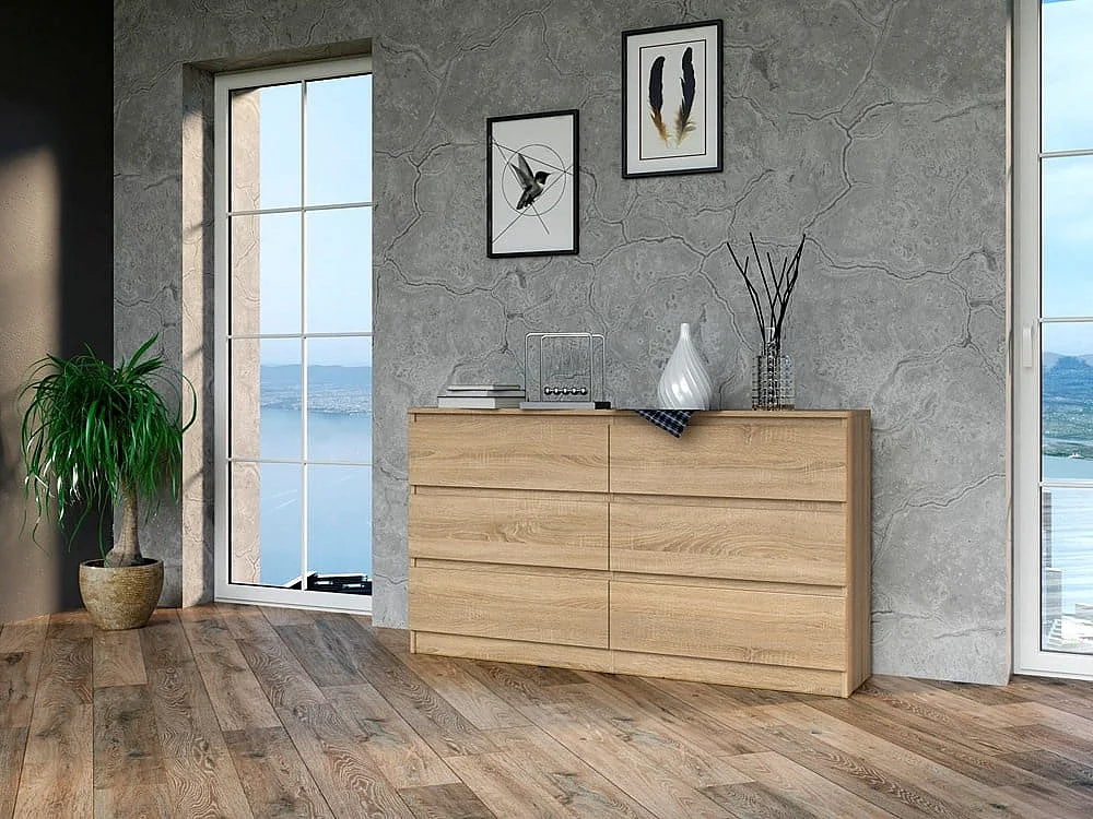 Ladekast  140 cm 6 lades licht eiken licht eiken
