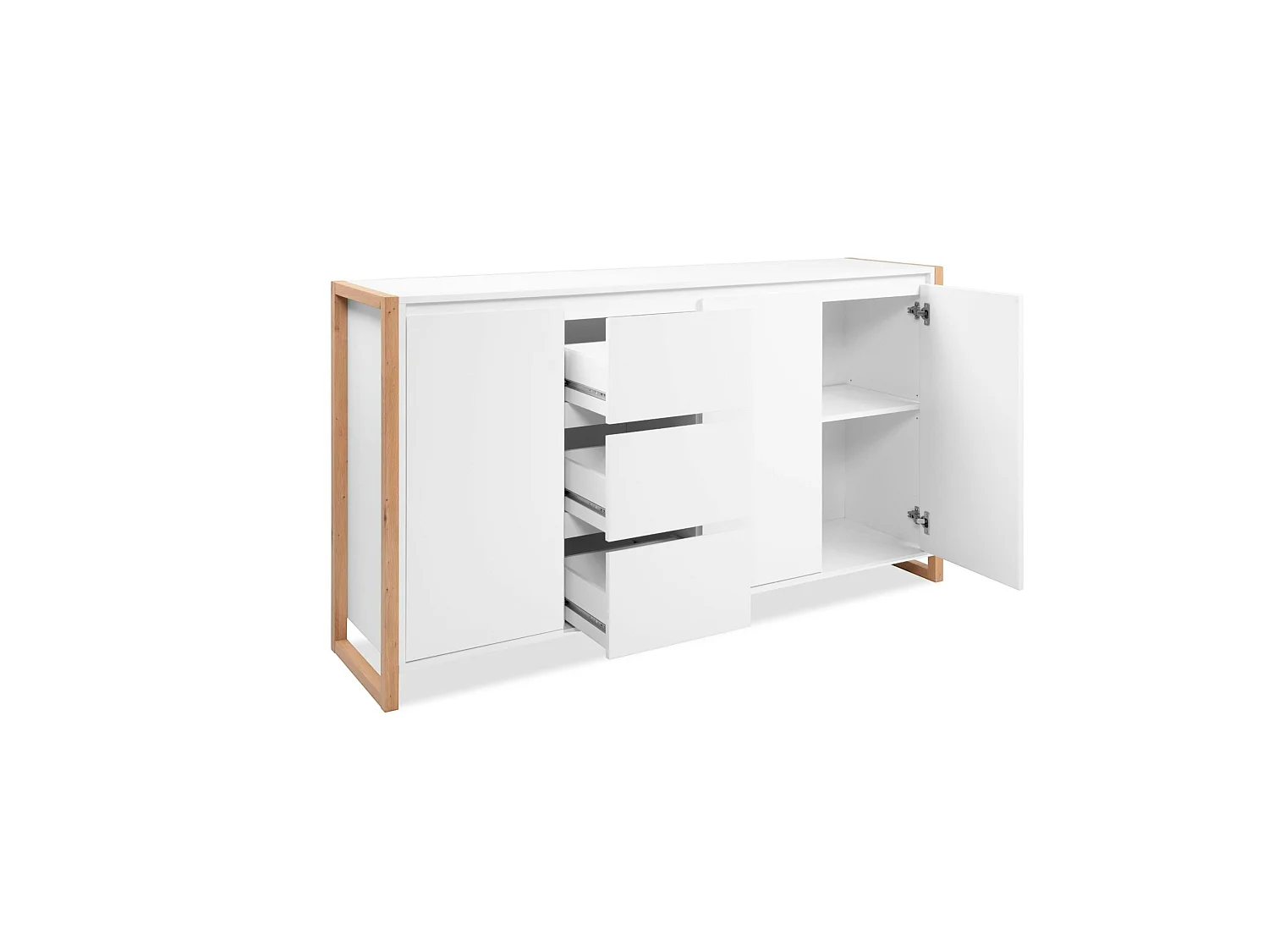 Buffet blanc 3 portes 3 tiroirs 160 cm ALVA