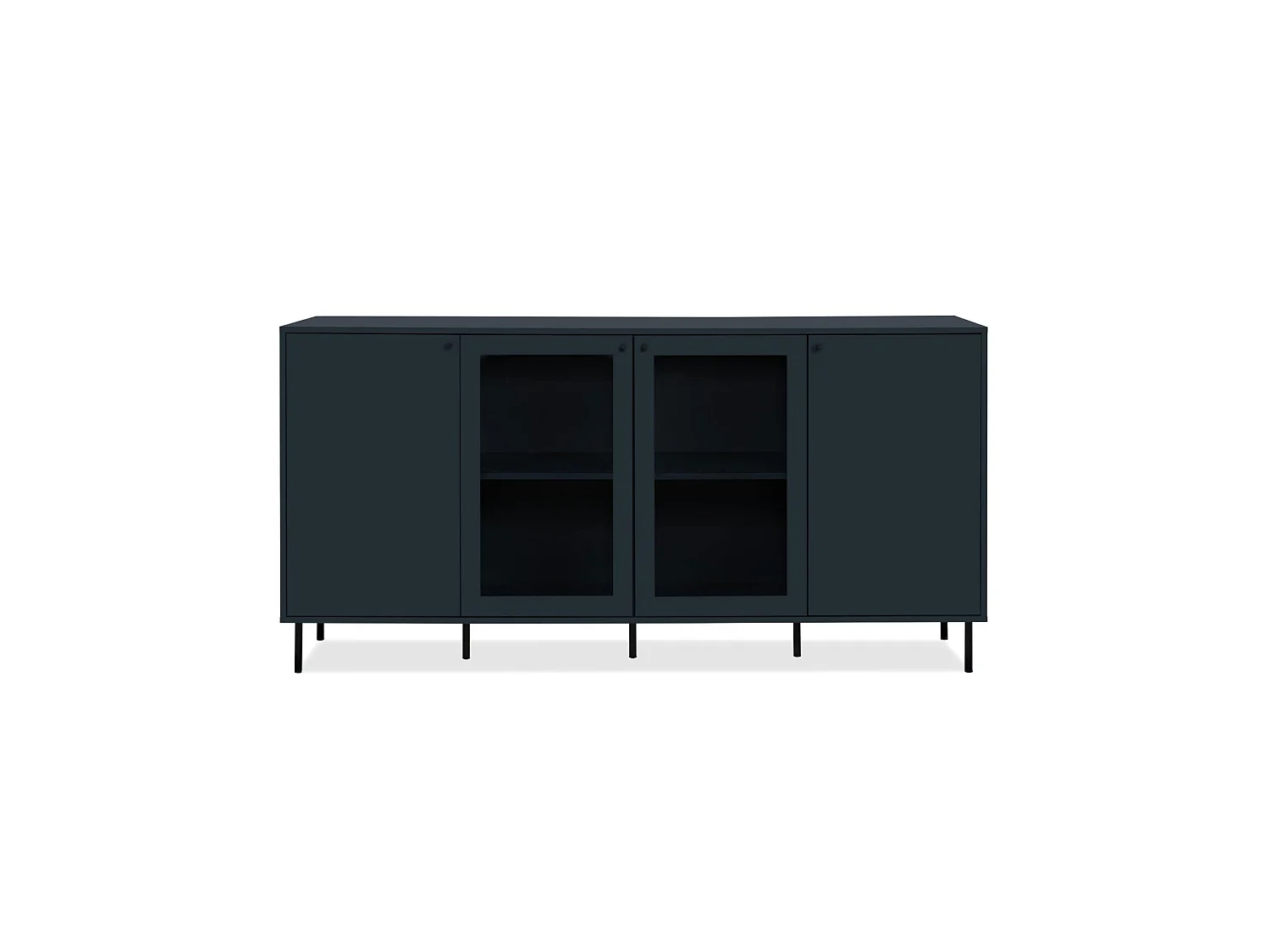 Buffet vitrine moderne bleu sombre 4 portes RAVEN