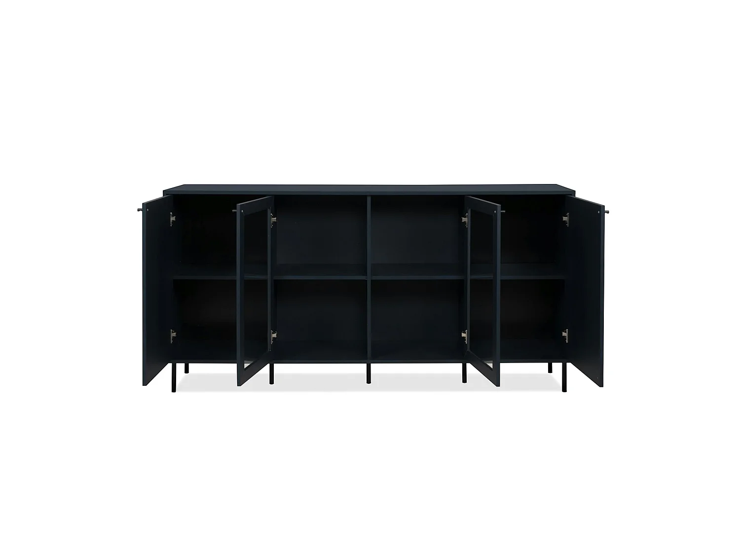 Buffet vitrine moderne bleu sombre 4 portes RAVEN