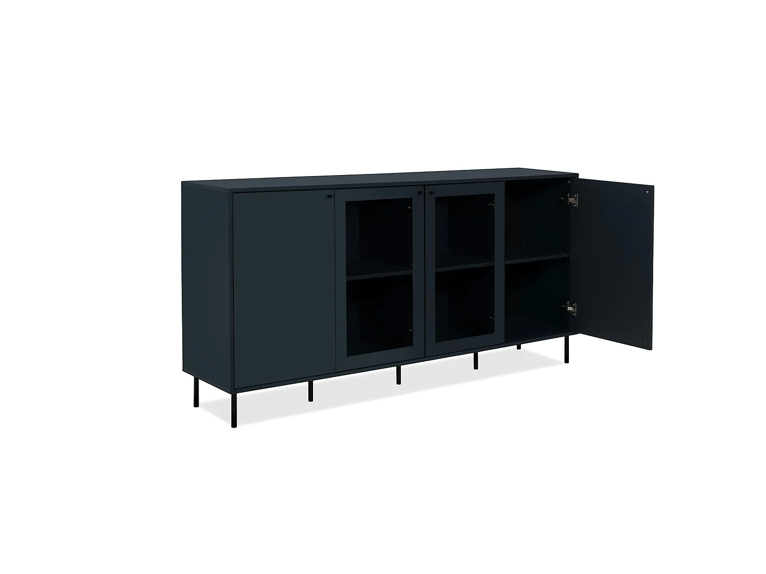 Buffet vitrine moderne bleu sombre 4 portes RAVEN