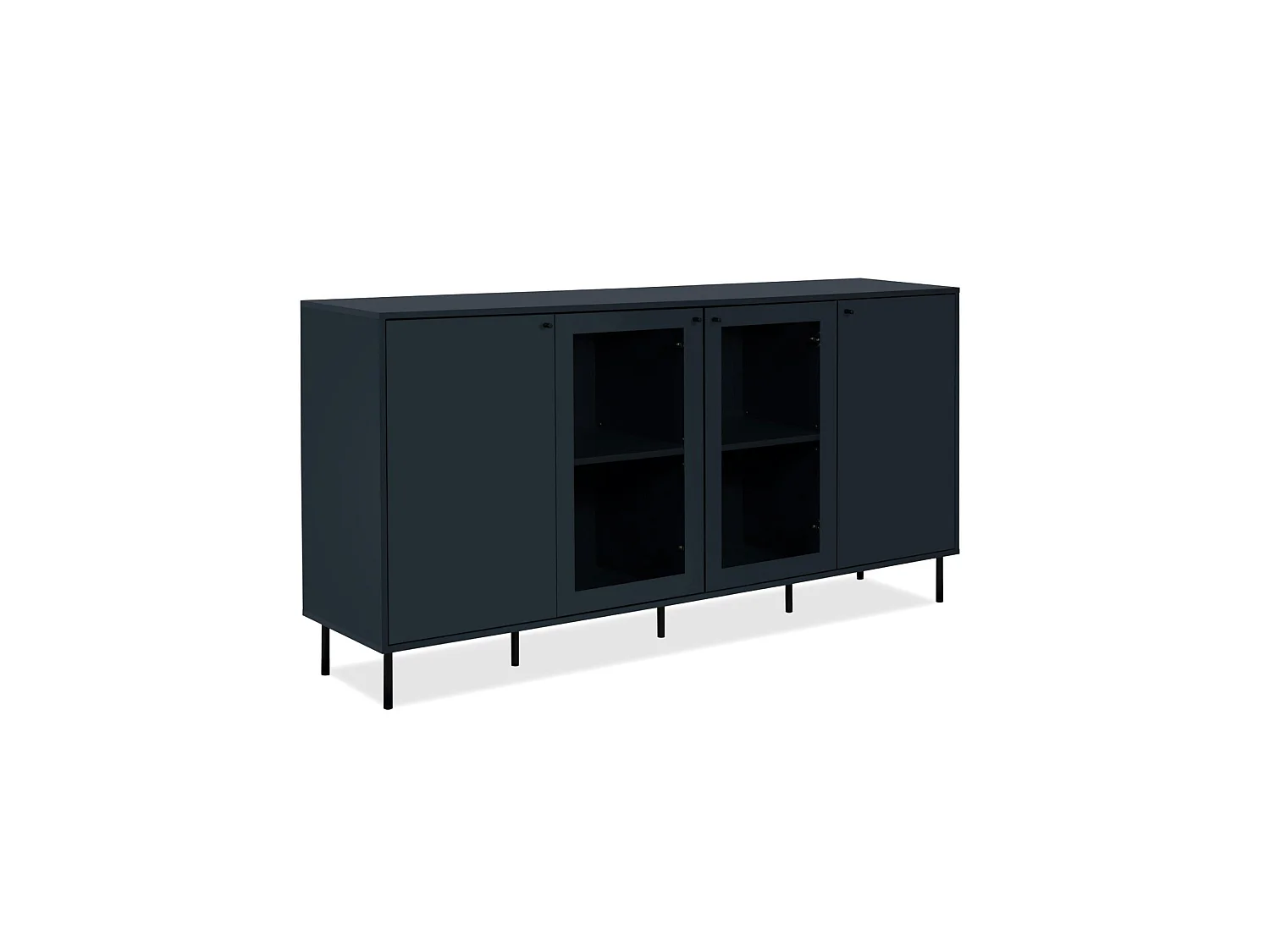 Buffet vitrine moderne bleu sombre 4 portes RAVEN