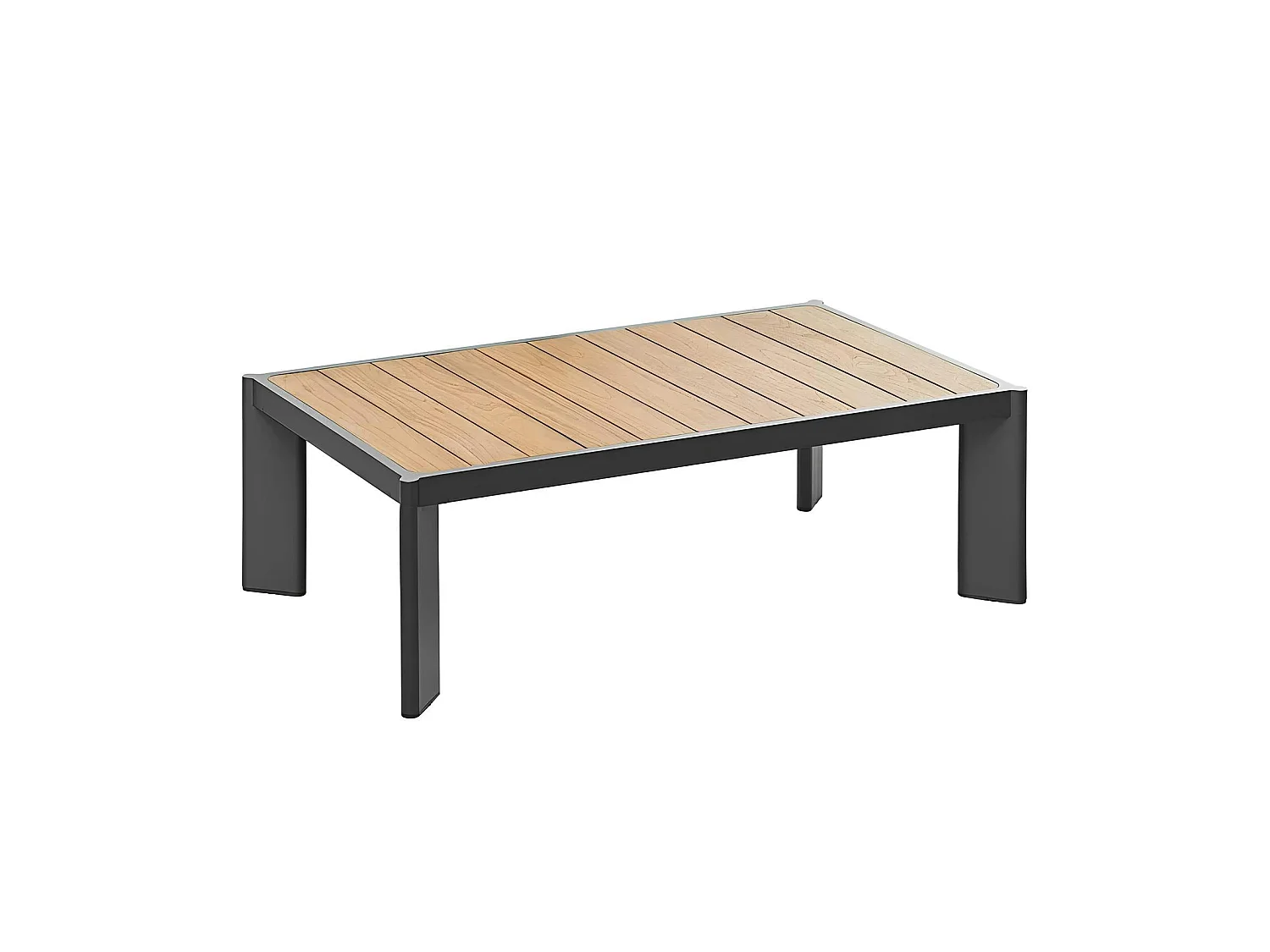 Salon de jardin canapé d'angle 5 places + table basse LIGO