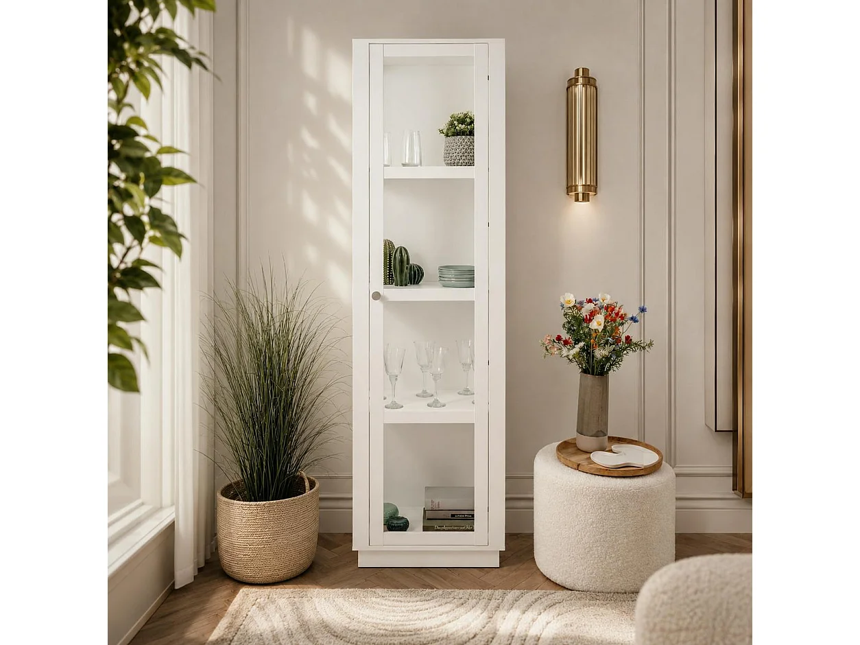 Colonne vitrine blanche 1 porte 4 niveaux RAVEN
