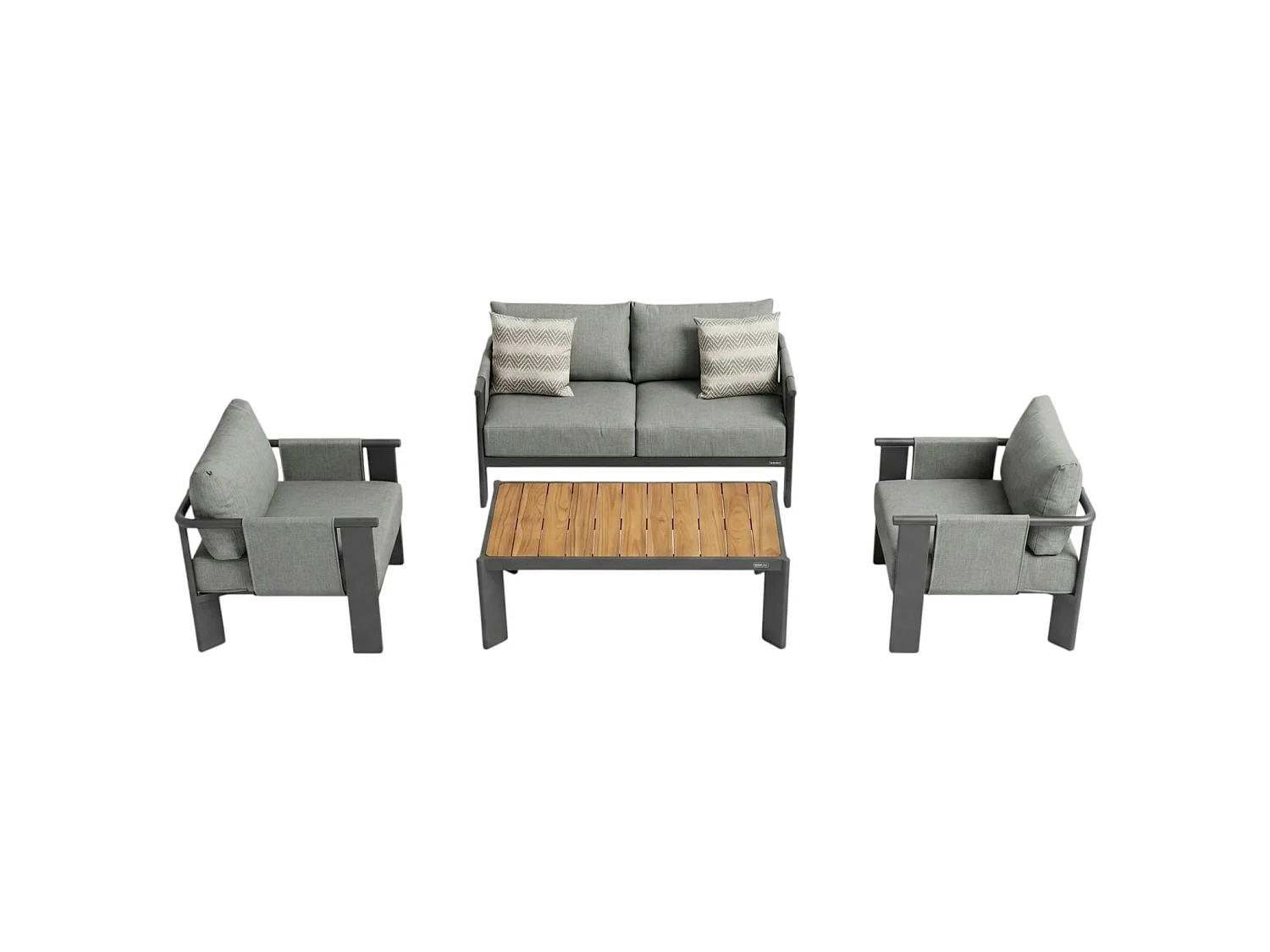Salon de jardin 4 places en aluminium anthracite LIGO