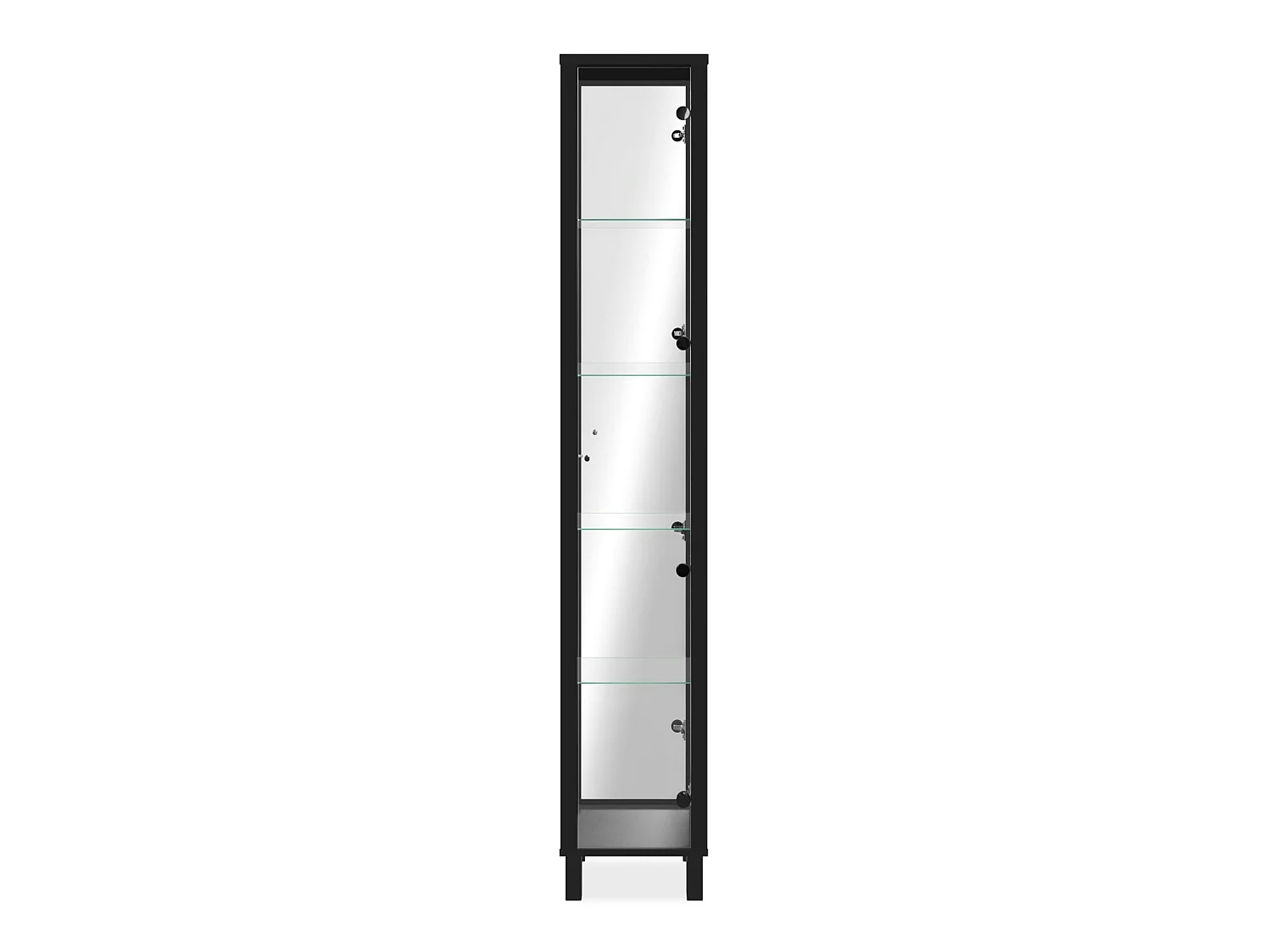 Colonne vitrine noire 5 niveaux 1 miroir RAVEN