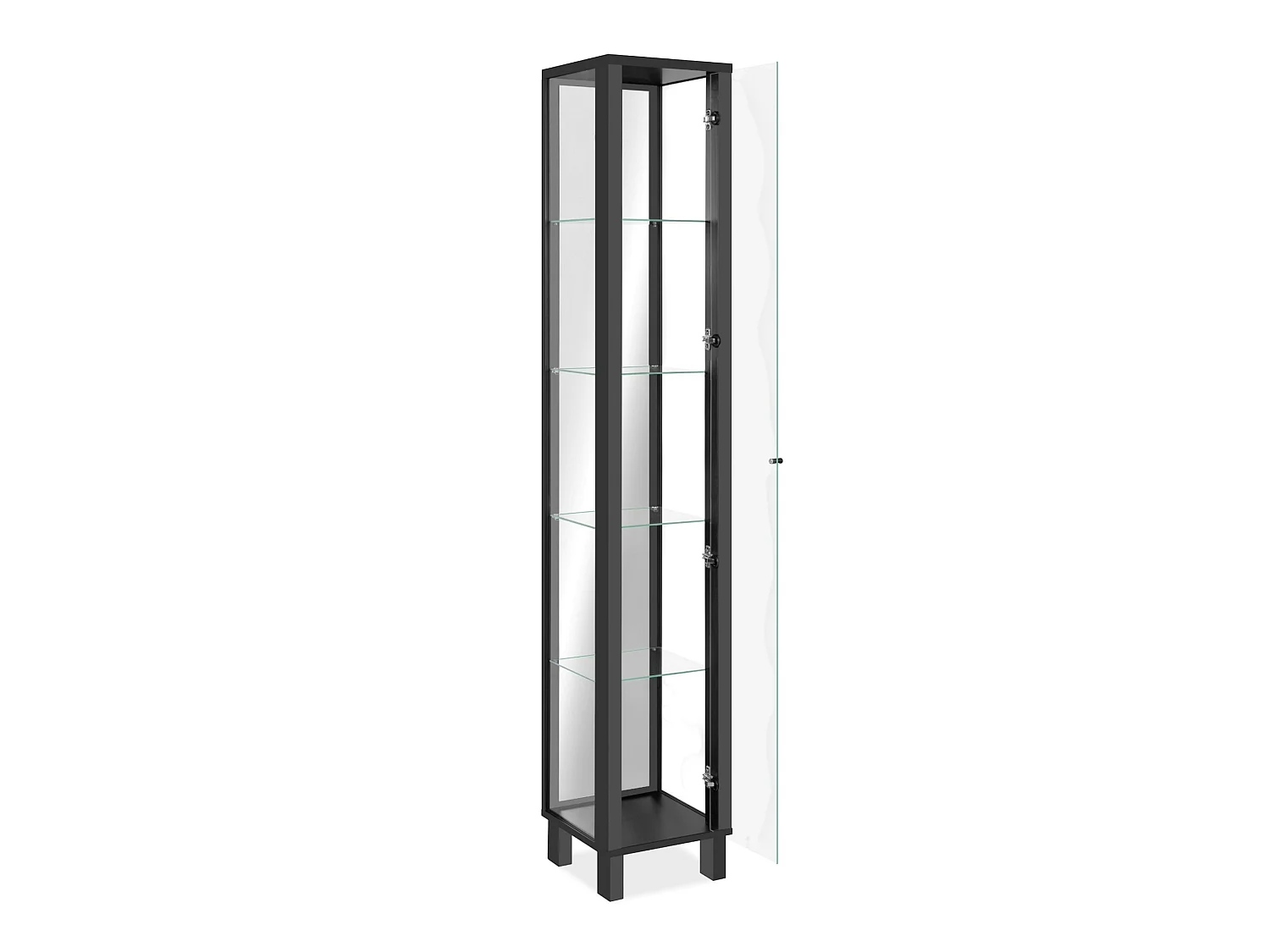 Colonne vitrine noire 5 niveaux 1 miroir RAVEN