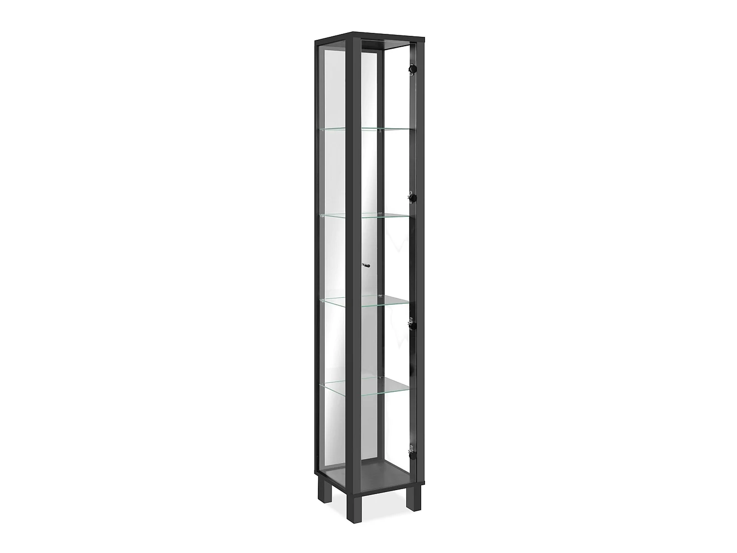 Colonne vitrine noire 5 niveaux 1 miroir RAVEN