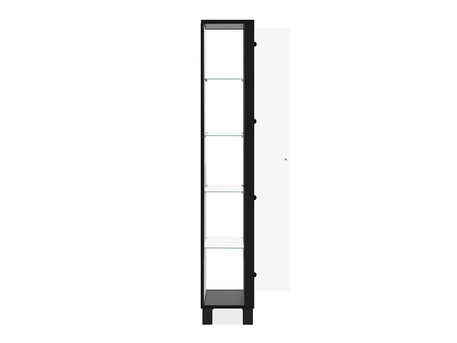 Colonne vitrine noire 5 niveaux 1 miroir RAVEN