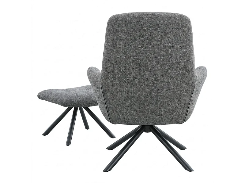 Fauteuil rotatif 360° en tissu doux gris avec repose-pied - EVA