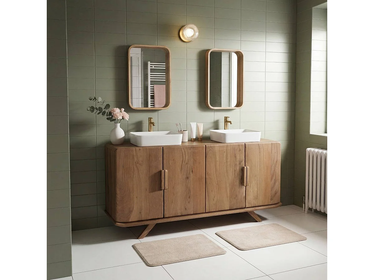 Meuble sous vasque 4 portes en bois d'acacia Vinnie