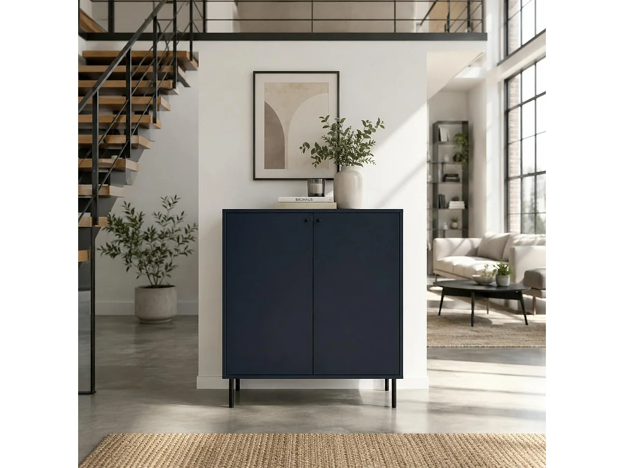 Petit buffet moderne bleu sombre 2 portes RAVEN