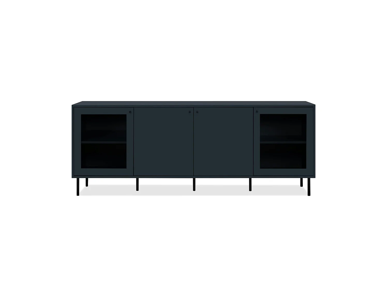 Buffet bas vitrine bleu sombre 4 portes RAVEN