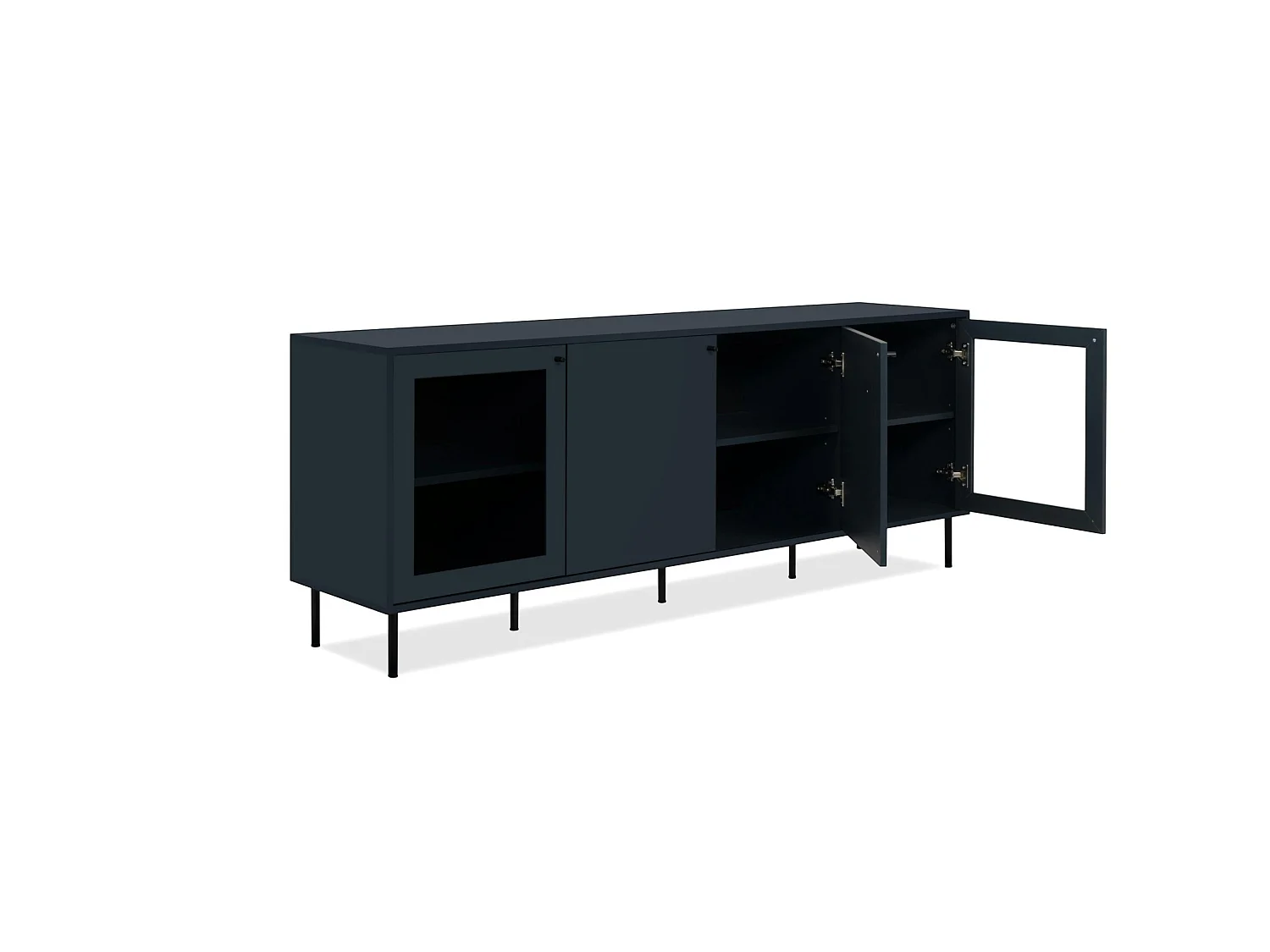 Buffet bas vitrine bleu sombre 4 portes RAVEN