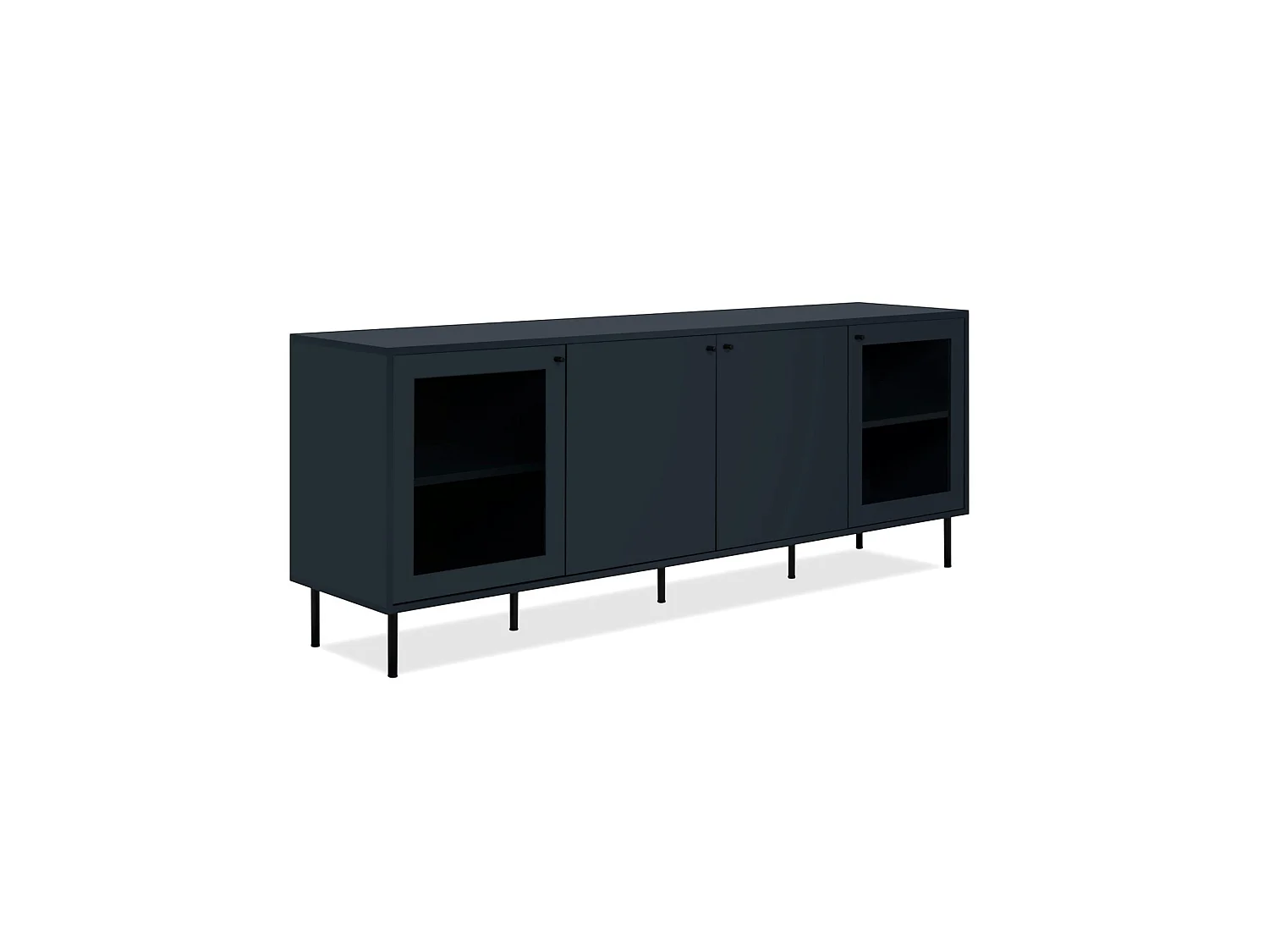 Buffet bas vitrine bleu sombre 4 portes RAVEN