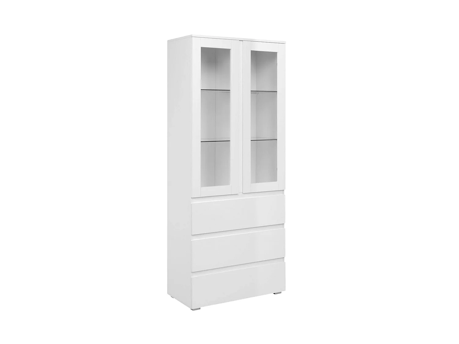 Vaisselier vitrine blanc moderne 2 portes 3 tiroirs ALVA