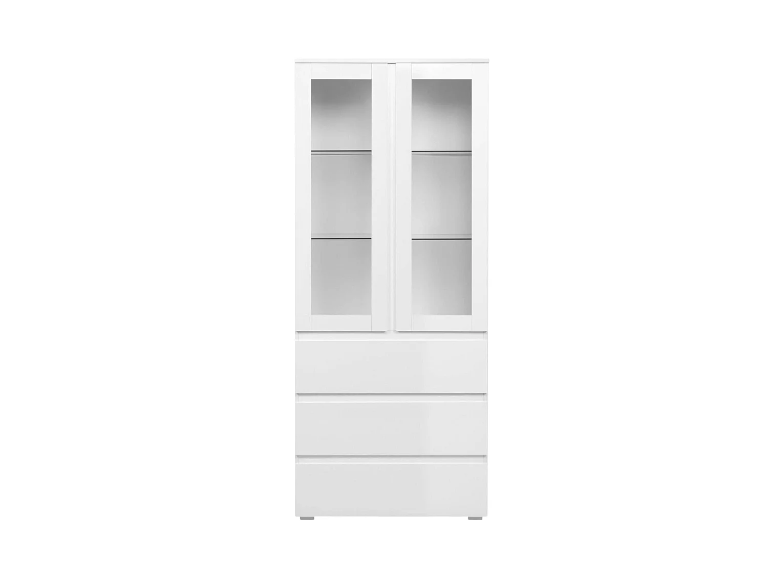 Vaisselier vitrine blanc moderne 2 portes 3 tiroirs ALVA