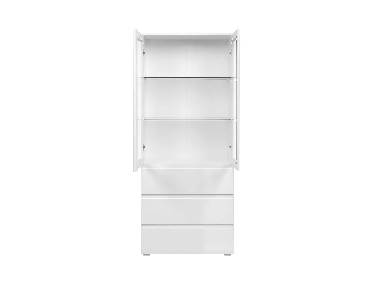 Vaisselier vitrine blanc moderne 2 portes 3 tiroirs ALVA