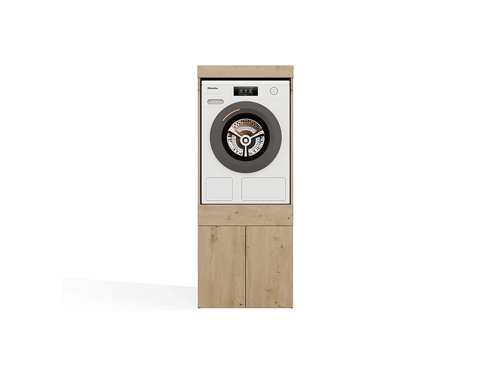 Meuble pour lave-linge ou sèche-linge avec tiroir en chêne - 64,2 x 64,2 x 162 cm