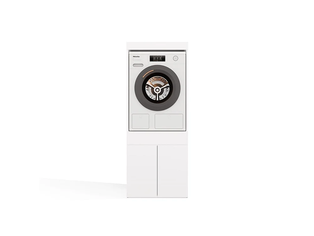 Meuble lave-linge et sèche-linge avec tiroirs, blanc - 64,2 x 64,2 x 162 cm