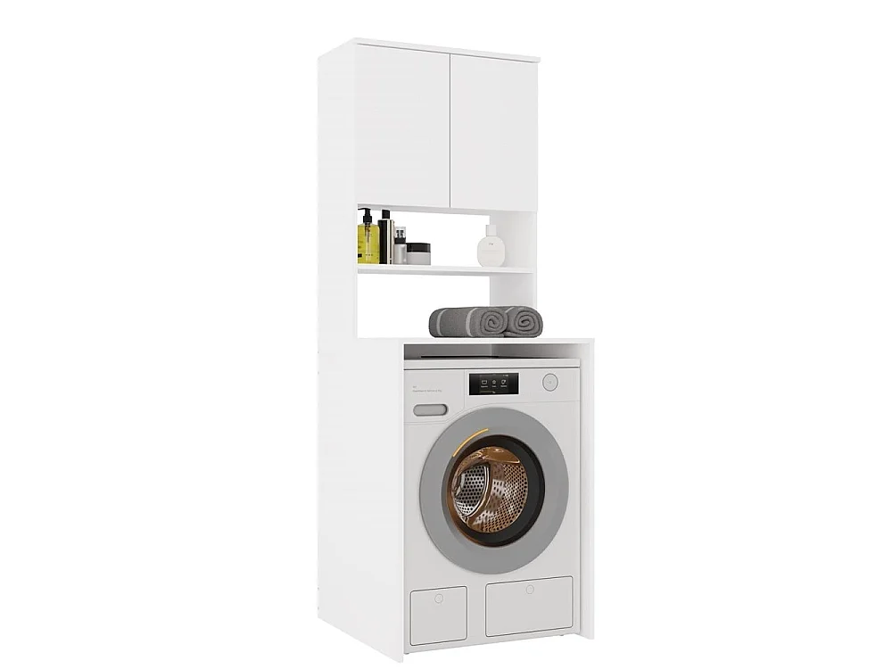 Meuble lave-linge/sèche-linge de comptoir XL blanc DK XL - 64 x 30 x 180 cm